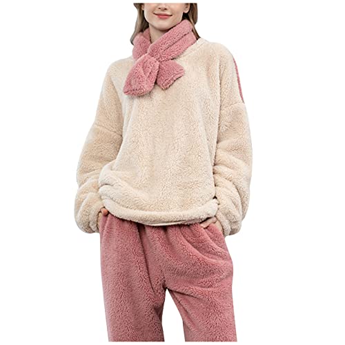YANFJHV Damen-Herbst- und Winter-Fleece-Pyjama-Set für Paare, Warmer Schlafanzug Damen Schlafanzug Sexy (Red, M) von YANFJHV
