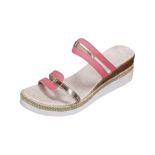 YANFJHV Hausschuhe Damen Sommer Offen Pantoletten Slip-On Keilsandaletten Peeptoe Sandalette Mit Keilabsatz Slingback Flach Bohemian Sommersandalen Für Frauen Plateau Sandalen Mit Schnalle YANFJHV Hausschuhe Damen Sommer Offen Pantoletten Slip-On Keilsandaletten Peeptoe Sandalette Mit Keilabsatz Slingback Flach Bohemian Sommersandalen Für Frauen Plateau Sandalen Mit Schnalle von YANFJHV