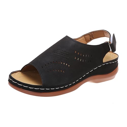YANFJHV Keilabsatz Sandalen Damen Schwarz Keilsandaletten Damen Plateau Peeptoe Sandalette Aushöhlen Damensandalen Mit Schnalle Leicht Römersandalen Fischmund Orthopädische Schuhe Mit Knöchelriemen YANFJHV Keilabsatz Sandalen Damen Schwarz Keilsandaletten Damen Plateau Peeptoe Sandalette Aushöhlen Damensandalen Mit Schnalle Leicht Römersandalen Fischmund Orthopädische Schuhe Mit Knöchelriemen von YANFJHV