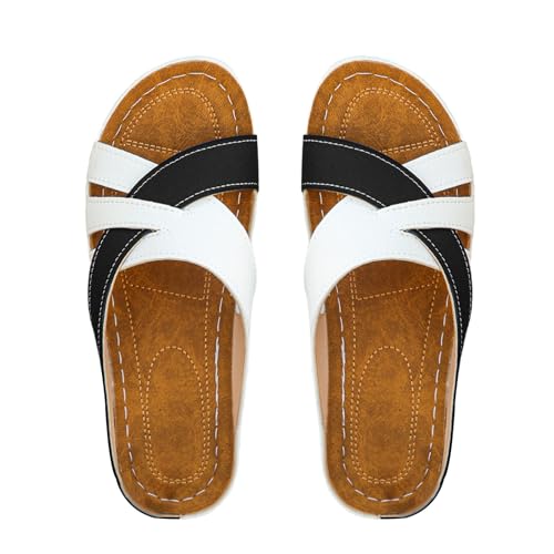 YANFJHV Kreuzriemen Sandalen Und Keilabsatz Slip-On Keilsandaletten Peeptoe Sandalette Plateau Flach Slippers Weichen Sohlen Pantoletten Atmungsaktiv Strandsandalen Rutschfest Sommersandalen YANFJHV Kreuzriemen Sandalen Und Keilabsatz Slip-On Keilsandaletten Peeptoe Sandalette Plateau Flach Slippers Weichen Sohlen Pantoletten Atmungsaktiv Strandsandalen Rutschfest Sommersandalen von YANFJHV