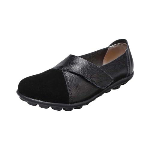 YANFJHV Loafer für Damen, lässige Slip-on-Kleider-Loafer, Bequeme Damen-Fahrschuhe, Outdoor-Wanderschuhe Damenschuhe Stiefeletten Hochwertig (Black, 44) von YANFJHV