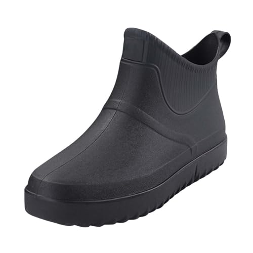 YANFJHV Männer Regen Slip Casual Schuhe Kurz Auf Stiefel Wasser Ankle Outdoor Mode männer Casual Schuhe Schuhe Mit Klettverschluss Für Herren (Black, 45) von YANFJHV