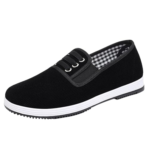 YANFJHV Mode Frauen Casual Schuhe Flache Tuch Weich Und Bequem Einfarbig Slip Auf Einfache Schuhe Hinten Offen Damen (Black, 43) von YANFJHV