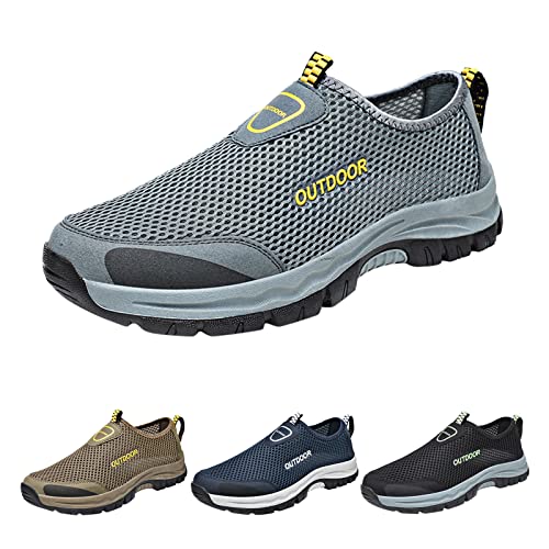 YANFJHV Mode Frühling und Sommer Männer Sportschuhe Wanderschuhe Hohl Mesh Atmungsaktiv Slip On Bequeme Einfarbige Lässige Laufschuhe Schuhe Herren (Blue, 41) von YANFJHV