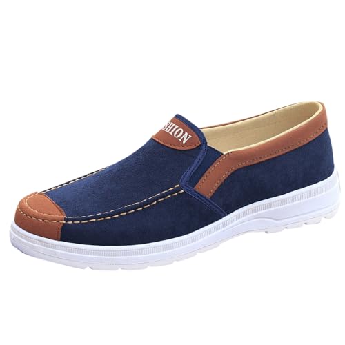 YANFJHV Mode ganzjährig Herren Freizeitschuhe Flacher Boden rutschfestes Tuch bequem und elastisch zum Hineinschlüpfen Herren Schuhe Sneaker 47 (Blue, 40) von YANFJHV