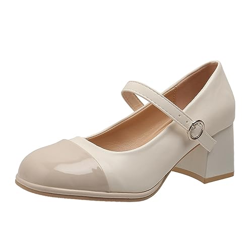 YANFJHV Modische kleine Lederschuhe für Damen, bootartig, atmungsaktiv und bequem, Freizeitschuhe Schuhe Sommerschuhe Damen (Beige, 40) von YANFJHV