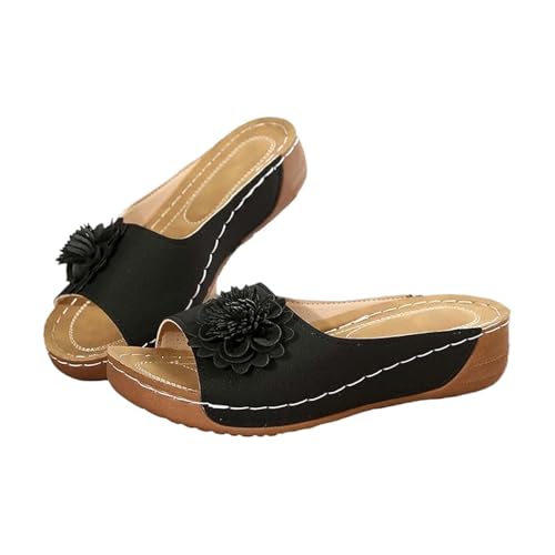 YANFJHV Offene Schlappen Damen Pantoletten Damen Mit Keilabsatz Fischmund Keilsandaletten Slip-On Sandaletten Mit Blumenmuster Große Größen Damensandalen Plateau Slippers Pu-Leader Flipflop YANFJHV Offene Schlappen Damen Pantoletten Damen Mit Keilabsatz Fischmund Keilsandaletten Slip-On Sandaletten Mit Blumenmuster Große Größen Damensandalen Plateau Slippers Pu-Leader Flipflop von YANFJHV