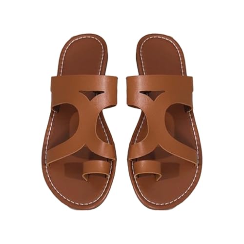 YANFJHV Sandalen Damen Flach Zehentrenner Pu-Leder Zehensandalen Peeptoe Schlappen Slip-On Sandaletten Flach Slingback Flip-Flops Atmungsaktiv Strandsandalen Leicht Badeschuhe Rutschfest Slippers YANFJHV Sandalen Damen Flach Zehentrenner Pu-Leder Zehensandalen Peeptoe Schlappen Slip-On Sandaletten Flach Slingback Flip-Flops Atmungsaktiv Strandsandalen Leicht Badeschuhe Rutschfest Slippers von YANFJHV