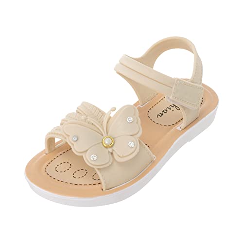 YANFJHV Sandalen Kinder 30 Mädchen - Freizeitsandalen Sommersandalen Open Toe Atmungsaktive Sandaletten Prinzessin Schuhe Outdoor Strandsandalen Wandersandalen Rutschfeste Flache Sandalen von YANFJHV