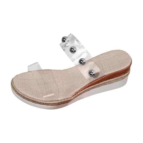 YANFJHV Sandalen Mit Keilabsatz Damen Peeptoe Sandaletten Slingback Keilsandaletten Slip-On Pantoletten Plateau Schlappen Fischmund High Heels Hohl Slippers Espadrilles Sandaletten Gr.36-43 YANFJHV Sandalen Mit Keilabsatz Damen Peeptoe Sandaletten Slingback Keilsandaletten Slip-On Pantoletten Plateau Schlappen Fischmund High Heels Hohl Slippers Espadrilles Sandaletten Gr.36-43 von YANFJHV