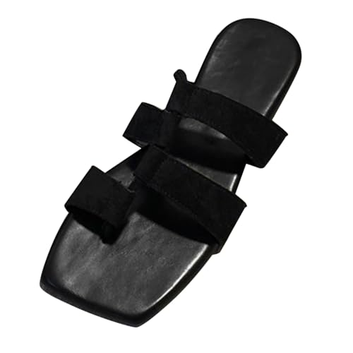 YANFJHV Sandalen Schwarz Damen Flach Zehentrenner Peeptoe Sandalette Slingback Zehensandalen Hohl Flip-Flops Einfarbig Rutschfest Damensandalen Outdoorsandalen Elegant Quadratisch Pantoletten YANFJHV Sandalen Schwarz Damen Flach Zehentrenner Peeptoe Sandalette Slingback Zehensandalen Hohl Flip-Flops Einfarbig Rutschfest Damensandalen Outdoorsandalen Elegant Quadratisch Pantoletten von YANFJHV