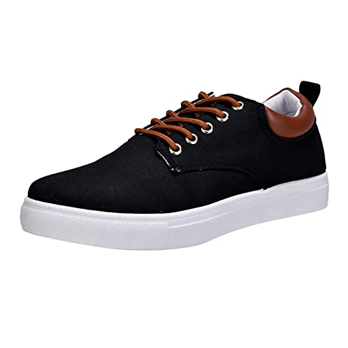 YANFJHV Sneaker Herren Schwarz Atmungsaktiv, Turnschuhe Stoffschuhe Bequeme Sportlich Flache Schuhe Canvas Schuhe rutschfest Walkingschuhe Sportschuhe Weich Slip on Fitnessschuhe Gr.40-45 von YANFJHV