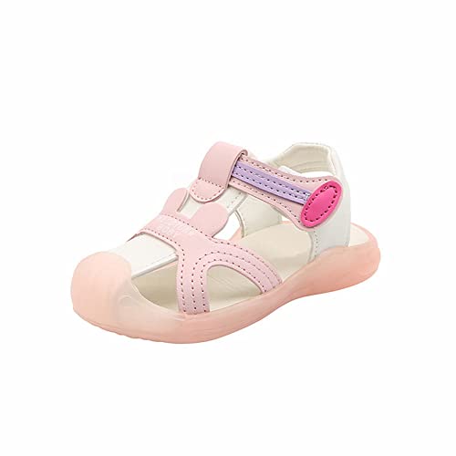 YANFJHV Sommer Anti Kick LED leuchtende Sandalen 1 bis 6 alt Kinder helles Licht Strandschuhe Baby weiche Sohlen Kleinkinderschuhe Sandalen 26 (Pink, 23 Infant) von YANFJHV