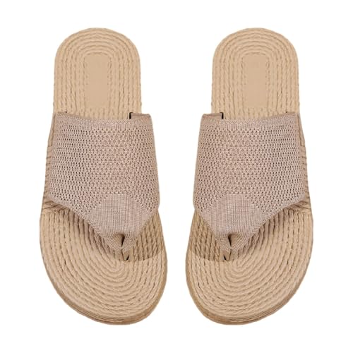 YANFJHV Sommer Sandalen Damen Bequem Peeptoe Sandaletten Mit Zehentrenner Gestrickt Zehensandalen Slip-On Sandaletten Atmungsaktiv Strandsandalen Flach Rutschfest Flip-Flops Leicht Schlappen YANFJHV Sommer Sandalen Damen Bequem Peeptoe Sandaletten Mit Zehentrenner Gestrickt Zehensandalen Slip-On Sandaletten Atmungsaktiv Strandsandalen Flach Rutschfest Flip-Flops Leicht Schlappen von YANFJHV