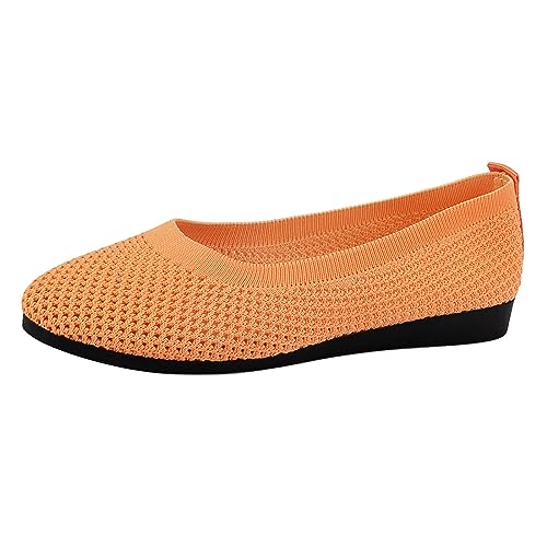 YANFJHV Sommermode Damen-Sneaker mit spitzer Zehenpartie, gestreifter Mesh-Stoff, bequeme Freizeitschuhe Schuhe Damen Internationalist (Orange, 38) von YANFJHV