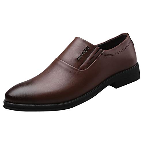 YANFJHV Spitzes beiläufige Schuhe Mode Business Herren Hochzeit Zehen Herren Lederschuhe Schuhe Herren Hochzeitschuh (Brown, 39) von YANFJHV