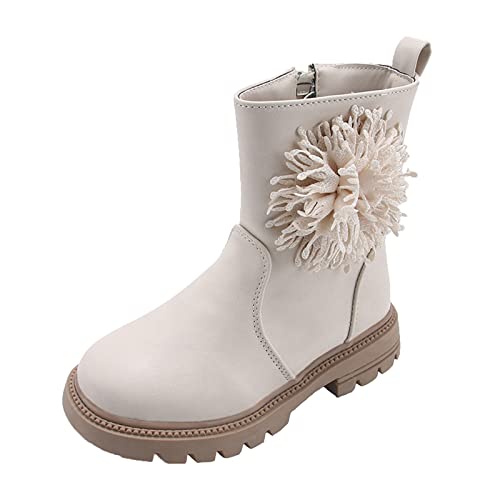 YANFJHV Stiefel MäDchen Stiefeletten Schlupfstiefel Kinder Kurze Stiefel Kinderstiefel Herbst und Winter Winterstiefel mit Seitlicher Reißverschluss Retro Ankle Boots KnöChel Schuhe von YANFJHV