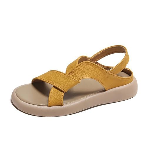 YANFJHV Strandsandalen Damen Sommer, Flach Sandalen Plateausandalen Weichen Sohle Bequem Sommersandalen Freizeitsandalen Slip on Sport Sandalen Plateau Sandalen Rutschfest Keilsandalen von YANFJHV