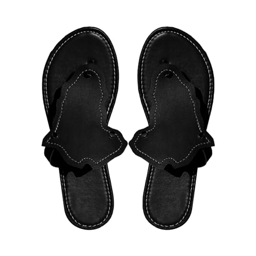 YANFJHV Zehentrenner Damen Sandalen Schwarz: Flip Flops Strandsandalen Flach Slip on Sommerschuhe Hausschuhe Sommer Slippers Outdoorsandalen Bequem Rutschfest Zehensandalen Für Frauen von YANFJHV