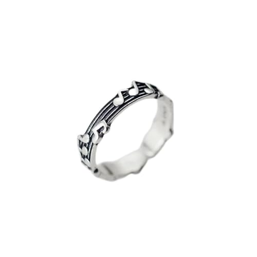 YANQSHM Damenring Silber 925,Vintage Verstellbarer Ring Simple Fashion Musiknoten S925 Silber Offene Ringe Knöchel Fingerringe Weihnachtsschmuck Geschenk Eheringe Für Damen von YANQSHM