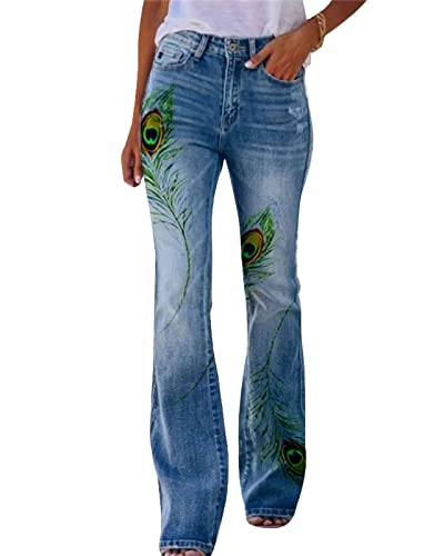 YAODAMAI Damen Plus Größe gemusterte lässige Hose Hose Bedruckt lässig gerade Schlaghose Jeans YAODAMAI Damen Plus Größe gemusterte lässige Hose Hose Bedruckt lässig gerade Schlaghose Jeans von YAODAMAI