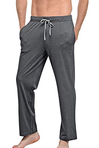 YAOMEI Herren Schlafanzughose Hose Lang, Baumwolle unterwäsche Casual Hosen Nachtwäsche Pyjamahose verstellbarem Elastik-Bund Schlafen Yoga Sport Freizeit (2XL, Tief grau) von YAOMEI