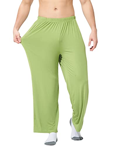 YAOMEI Herren Schlafanzughose Hose Lang, Baumwolle unterwäsche Casual Hosen Nachtwäsche Pyjamahose verstellbarem Elastik-Bund Schlafen Yoga Sport Freizeit (4XL, Grün) von YAOMEI