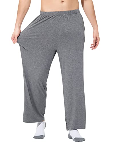 YAOMEI Herren Schlafanzughose Hose Lang, Baumwolle unterwäsche Casual Hosen Nachtwäsche Pyjamahose verstellbarem Elastik-Bund Schlafen Yoga Sport Freizeit (5XL, Tief Grau) von YAOMEI