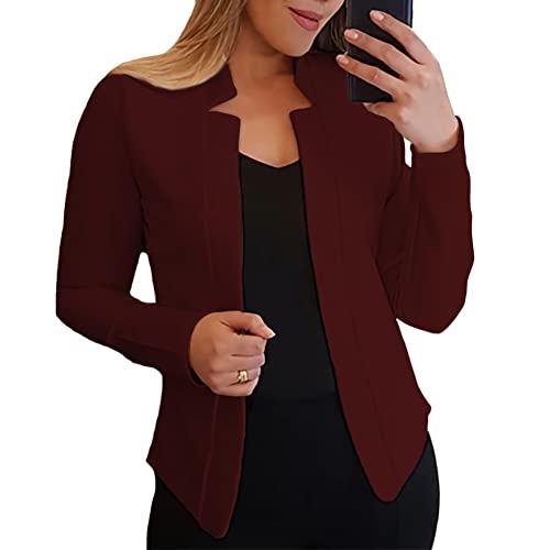 YAOTT Damen Blazer Langarm Elegant Bolero Shrug Blazerjacke Einfarbig Slim Fit Blazer Sakko Geschäft Büro Blazer Bürojacke Kurz Mantel Outwear Anzüge Tops Vorne Offen Cardigan Jacke Farbe Q XXS von YAOTT