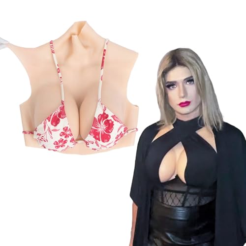 YAPOKCDS Silikon Brustplatte Brust Formen Fake Brüste Fake Brust hohe Kragen Stil C-H Cup für Drag Queen Crossdress von YAPOKCDS