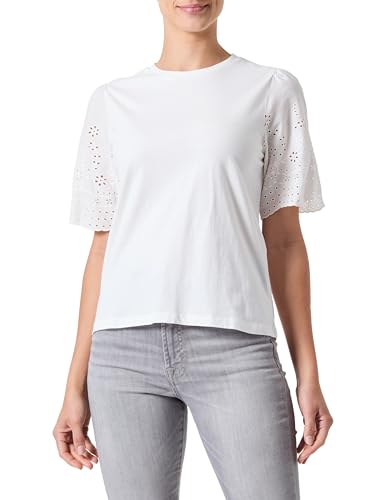 Y.A.S Damen YASLEX SS TOP W. EMB Sleeves S. NOOS Kurzarmbluse, Star White, Large von YAS