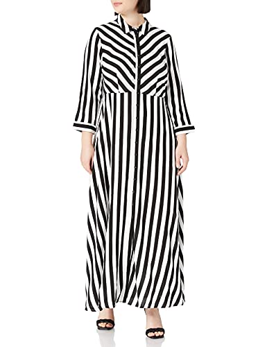 Y.A.S Damen YASSAVANNA Long Shirt Dress S. NOOS Kleid, Black/Stripes:W White Stripes, L von YAS