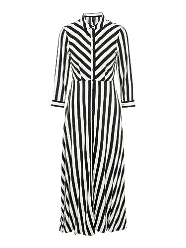 Y.A.S Damen YASSAVANNA Long Shirt Dress S. NOOS Kleid, Black/Stripes:W White Stripes, S von YAS