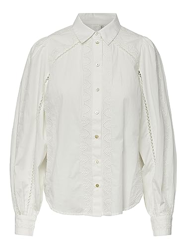 YAS Damen Yaskenora S. Noos L S Shirts, Star White, S EU von YAS