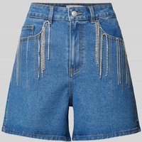 YAS High Waist Jeansshorts mit Strasssteinbesatz Modell 'CONNELLY' in Hellblau, Größe L von YAS