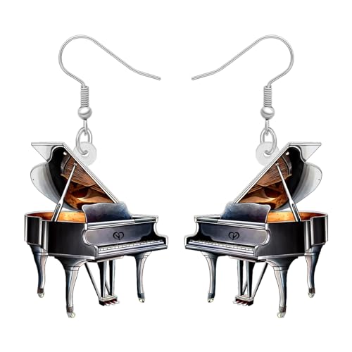 YAYAKO Acryl Klavier Ohrringe Baumeln Statement-Schmuck Musikinstrumente Geschenke für Frauen Mädchen Musik Dekoration Charms (Schwarz) von YAYAKO