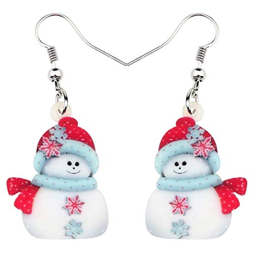 YAYAKO Acryl Weihnachten Schneemann Ohrringe Baumeln Charms Cute Schal Schneemann Geschenke für Frauen Mädchen Schmuck Party Dekorationen (Blau Weiß) von YAYAKO