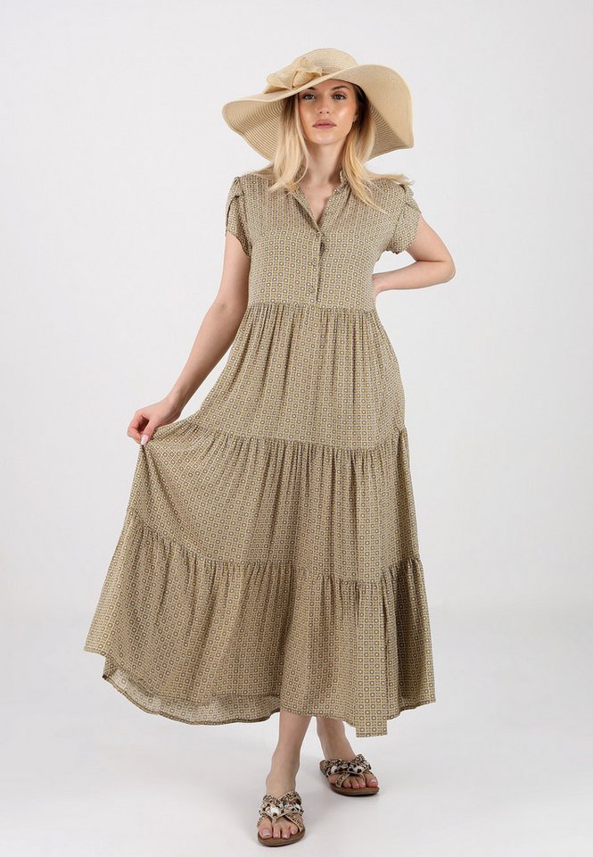 YC Fashion & Style Sommerkleid Leichtes Sommerkleid in Beige aus Viskose, mit Alloverdruck von YC Fashion & Style