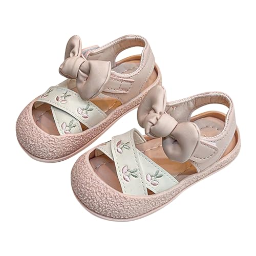 YCBMINGCAN Chinesische Kirsche bestickte Sandalen für Kinder, Wanderschuhe für Mädchen Kindersandalen (Pink, 25.5 Toddler) von YCBMINGCAN