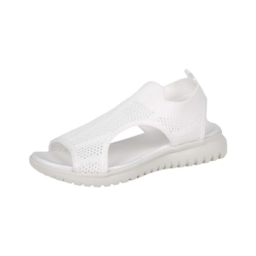 YCBMINGCAN Damen Fischmaulsandalen Keilabsatz Plateau Plateausandalen Boho Sandalen Sommermode Strandsandalen Plateausandalen Damenschuhe Halbschuhe (White, 38) von YCBMINGCAN