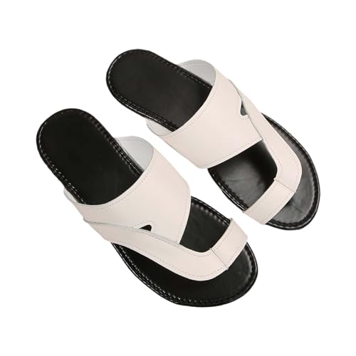 YCBMINGCAN Damen Strand Clip Toe Hausschuhe Hohl Casual Hausschuhe Flache Schuhe Vintage Sandalen Damenschuhe Weite H (White, 36) von YCBMINGCAN