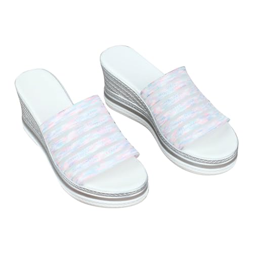 YCBMINGCAN Damenschuhe, Lange Slipper-Socken für Damen, für den Sommer, einfarbig, zum Reinschlüpfen, lässig, offene Zehenpartie, flach, weiche Slipper-Socken für Damen Damenschuhe (White, 36) von YCBMINGCAN