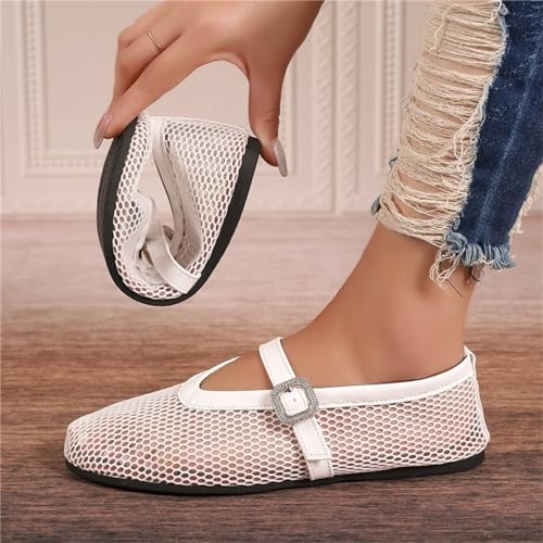 YCBMINGCAN Damenschuhe, lange Slipper-Socken für Damen, für den Sommer, einfarbig, zum Reinschlüpfen, lässig, offene Zehenpartie, flach, weich, für den Innenbereich Schuhe Damen Blau (White, 41) von YCBMINGCAN