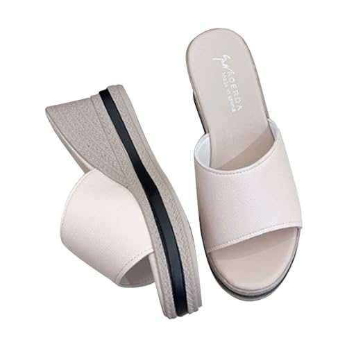 YCBMINGCAN Damenschuhe, lange Slipper-Socken für Damen, für den Sommer, einfarbig, zum Reinschlüpfen, lässig, offene Zehenpartie, flach, weiche Slipper-Socken für Damen Damenschuhe (White, 40) von YCBMINGCAN