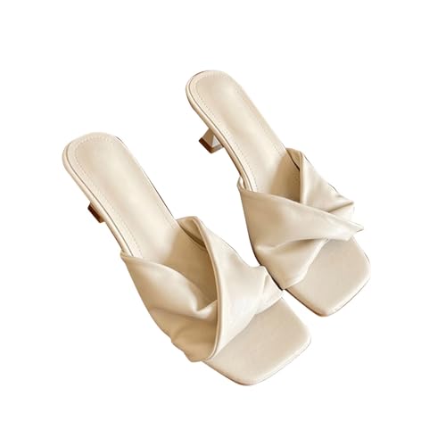 YCBMINGCAN Einfache, hochhackige, lässige französische Hausschuhe für Damen Schuhe Damen 37 (White, 40) von YCBMINGCAN