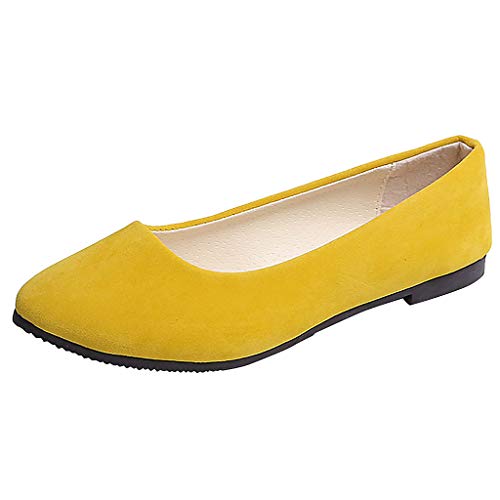 YCBMINGCAN Frauen Mädchen solide große Größe rutscht auf flachen flachen Komfort beiläufige einzelne Schuhe Boots Schuhe Damen (Yellow, 41) von YCBMINGCAN