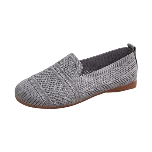 YCBMINGCAN Gewebte, orthopädische, atmungsaktive, weiche Schuhe für Damen, zum Spazierengehen, Slip-On-Schuhe aus Schaumstoff, Slip-In-Sneakers mit Fußgewölbeunterstützung Antirutsch Pads (Grey, 42) von YCBMINGCAN