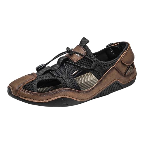 YCBMINGCAN Herren Sommer Watschuhe Strandschuhe Mesh Atmungsaktive Sommer Freizeitschuhe Einfache Sandalen Watschuhe Outdoor Schuhe Schwarze Schuhe Herren Sneaker (Khaki, 41) von YCBMINGCAN