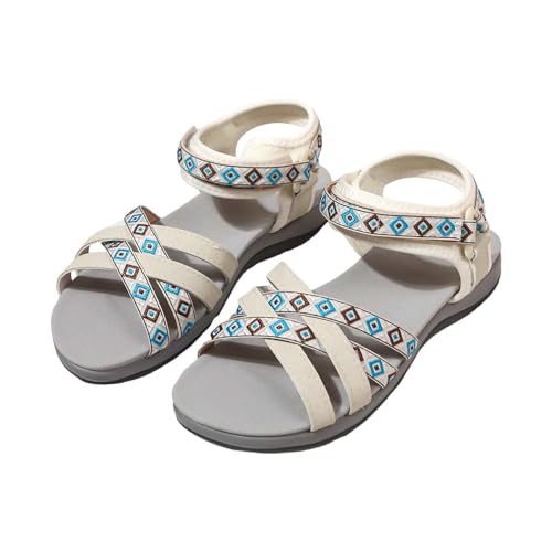 YCBMINGCAN Lässige seitliche hohle Gürtelschnalle mit flachem Boden, römische Schuhe, Sommersandalen für Damen, modische Damensandalen Bunte Schuhe Damen (Beige, 37) von YCBMINGCAN