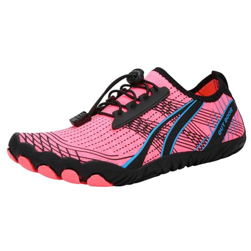 YCBMINGCAN Leichte Schwimmschuhe für Herren und Damen, Tauch-/Strandschuhe, Barfuß-Tauchschuhe, Schwimm-/Watschuhe, Strandschuhe, Regenstiefel, Regenstiefel Barfuß Schuhe Herren Outdoor (Pink, 37) von YCBMINGCAN